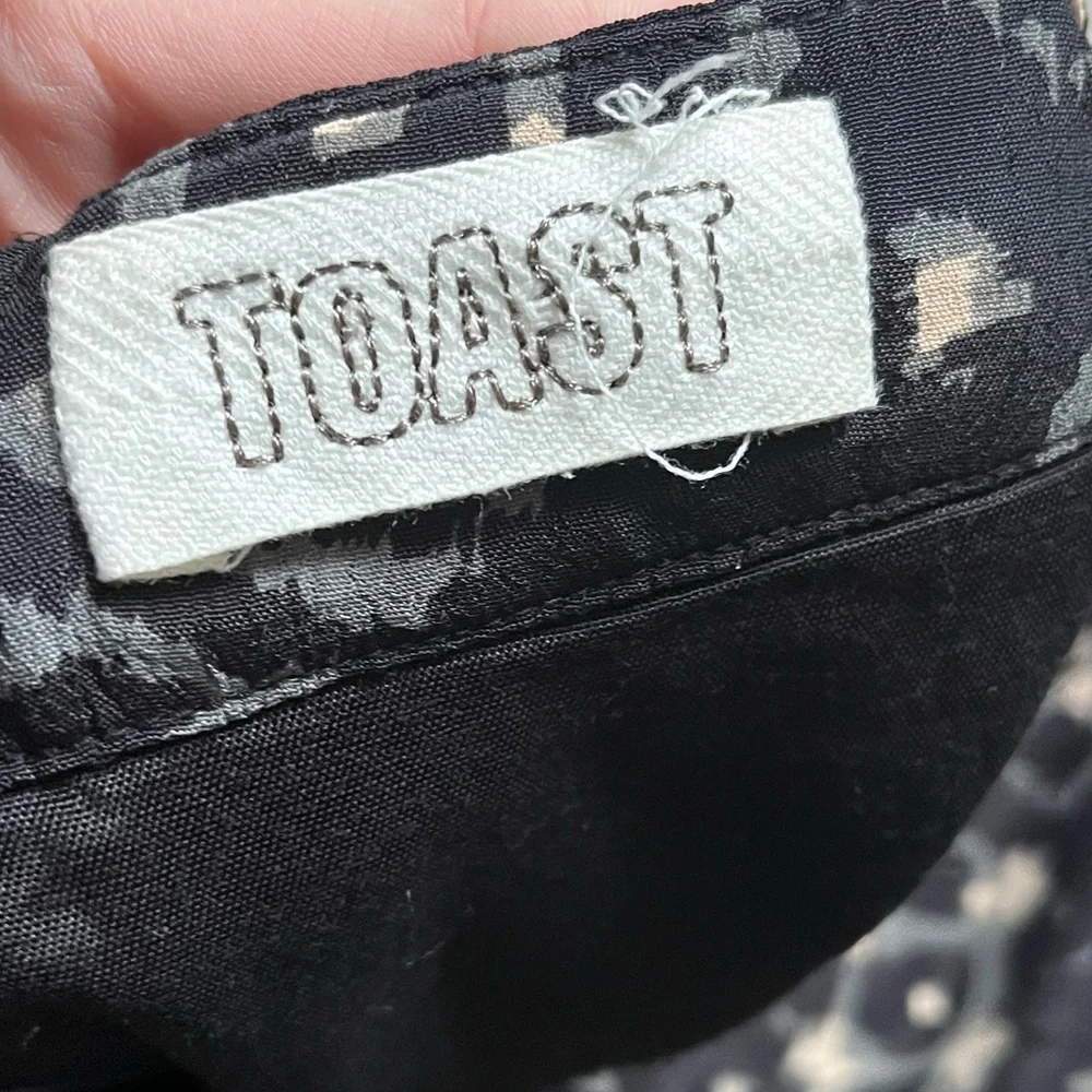TOAST Black Patterned A-Line Below Knee Skirt UK 12 - Picture 5 of 8